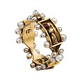 Renaissance Enamel Ring, Gold, pearls, ronde-bosse, and red enamel, Franco-Netherlandish